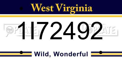 1I72492 West Virginia License Plate