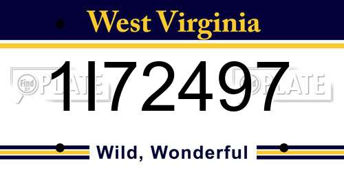 1I72497 West Virginia License Plate