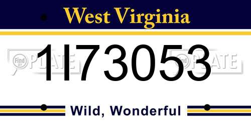 1I73053 West Virginia License Plate