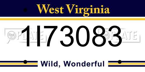 1I73083 West Virginia License Plate