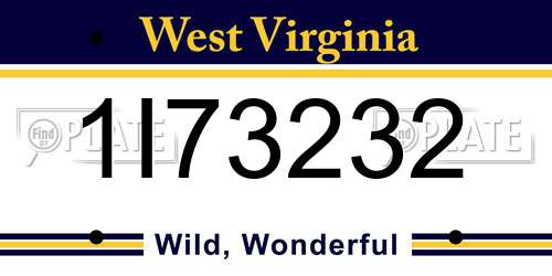 1I73232 West Virginia License Plate