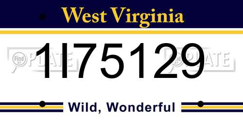 1I75129 West Virginia License Plate