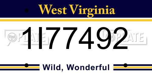 1I77492 West Virginia License Plate