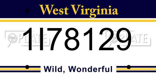 1I78129 West Virginia License Plate