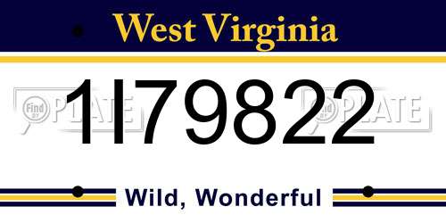 1I79822 West Virginia License Plate