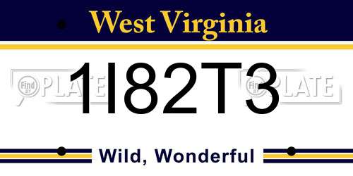 1I82T3 West Virginia License Plate