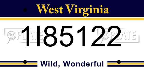 1I85122 West Virginia License Plate