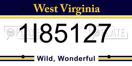 1I85127 West Virginia License Plate