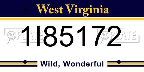 1I85172 West Virginia License Plate