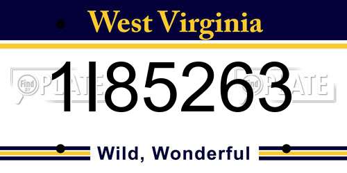 1I85263 West Virginia License Plate