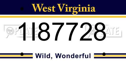 1I87728 West Virginia License Plate