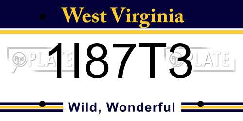 1I87T3 West Virginia License Plate