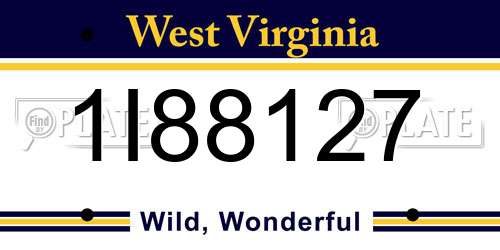 1I88127 West Virginia License Plate