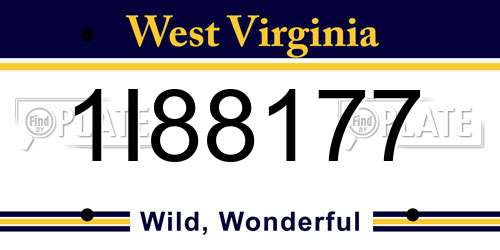 1I88177 West Virginia License Plate