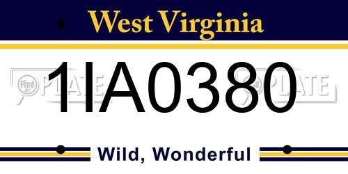 1IA0380 West Virginia License Plate