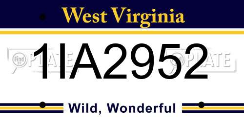 1IA2952 West Virginia License Plate