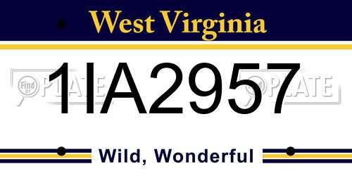 1IA2957 West Virginia License Plate