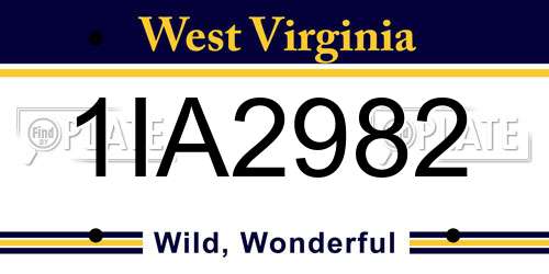 1IA2982 West Virginia License Plate