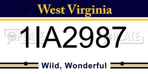 1IA2987 West Virginia License Plate