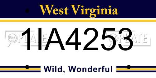 1IA4253 West Virginia License Plate