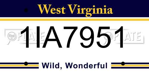 1IA7951 West Virginia License Plate