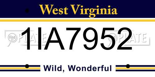 1IA7952 West Virginia License Plate