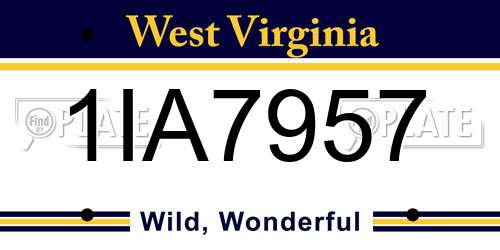 1IA7957 West Virginia License Plate