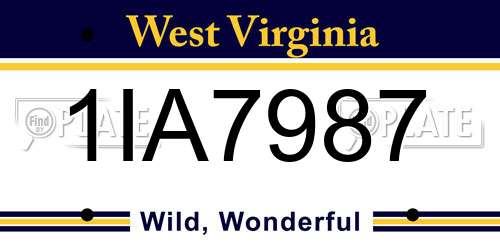1IA7987 West Virginia License Plate