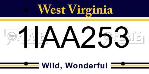 1IAA253 West Virginia License Plate