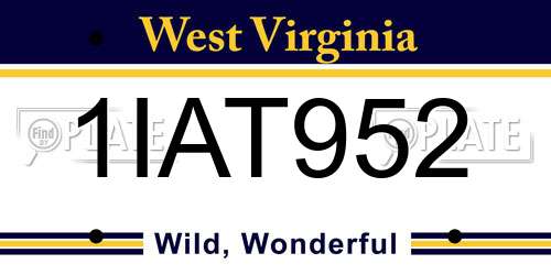 1IAT952 West Virginia License Plate