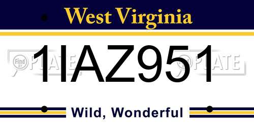1IAZ951 West Virginia License Plate