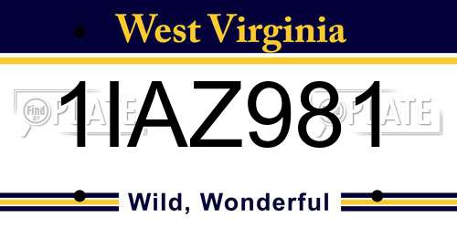 1IAZ981 West Virginia License Plate