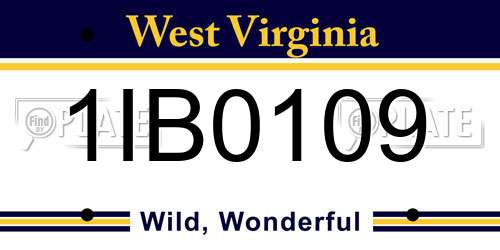1IB0109 West Virginia License Plate