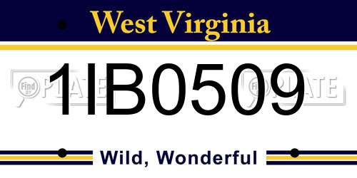 1IB0509 West Virginia License Plate