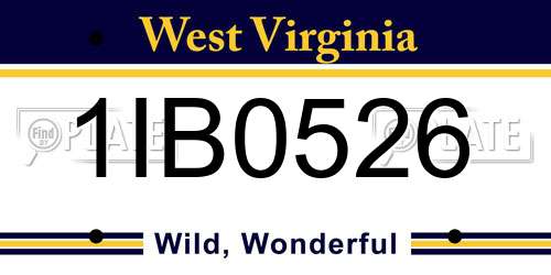 1IB0526 West Virginia License Plate