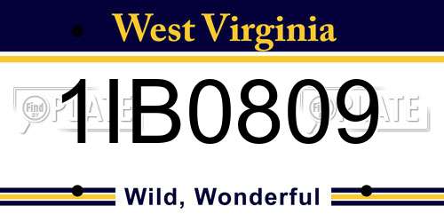 1IB0809 West Virginia License Plate