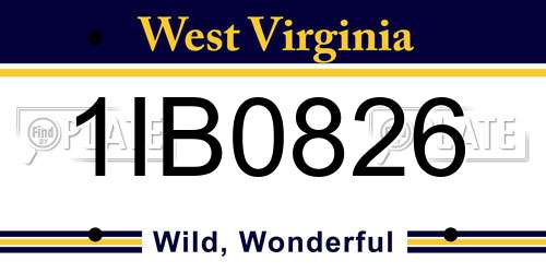 1IB0826 West Virginia License Plate