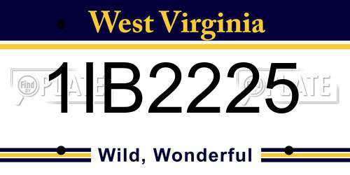 1IB2225 West Virginia License Plate