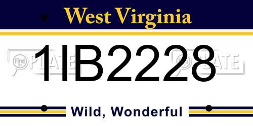 1IB2228 West Virginia License Plate