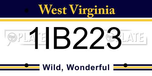 1IB223 West Virginia License Plate