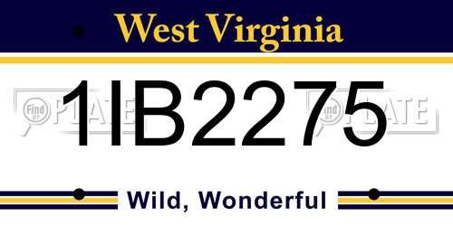 1IB2275 West Virginia License Plate