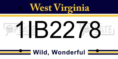 1IB2278 West Virginia License Plate