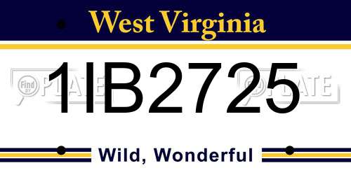 1IB2725 West Virginia License Plate
