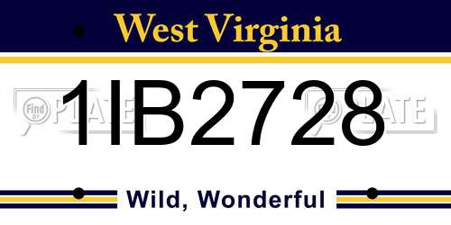 1IB2728 West Virginia License Plate