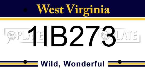 1IB273 West Virginia License Plate