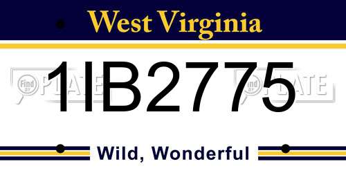 1IB2775 West Virginia License Plate
