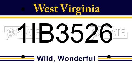 1IB3526 West Virginia License Plate