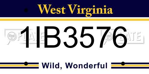 1IB3576 West Virginia License Plate