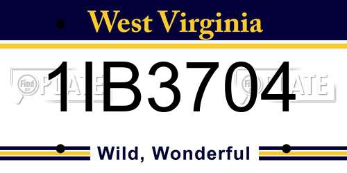 1IB3704 West Virginia License Plate