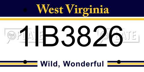 1IB3826 West Virginia License Plate